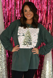 Pink Distressed Checkered Christmas Tree Tee/ Long Sleeve