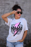 Neon Mama Checkered Bolt Tee