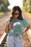 Tis The Season Turquoise Santa Hat Tee