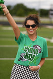 Green Game Day Checkered Stars Tee