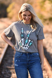 Western Skelly Peace Hand Tee