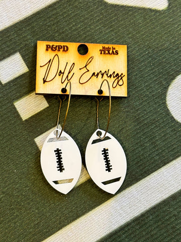 RTS White Football Earrings