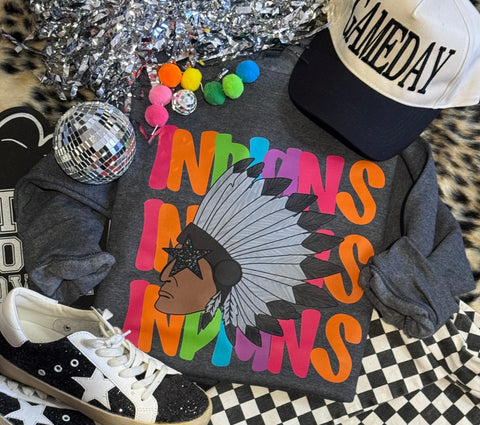 Indians Neon Mascot Sweatshirt