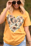 Sunflower Cowprint Heart Tee