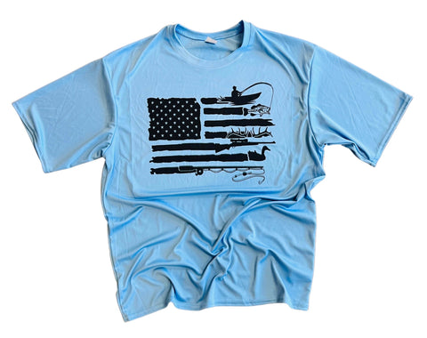 Fishing & Hunting Flag Dri Fit Tee